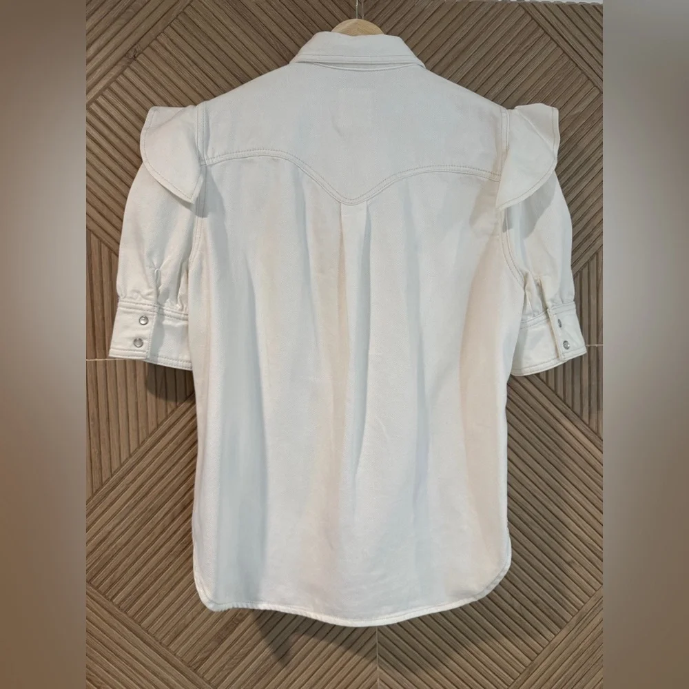 🤍Zadig & Voltaire🤍Toky White Denim Ruffle Shirt, M - Picture 9 of 13